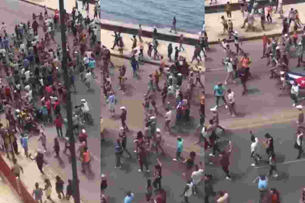 Protesta en el Malecón, La Habana, al grito de "Libertad".